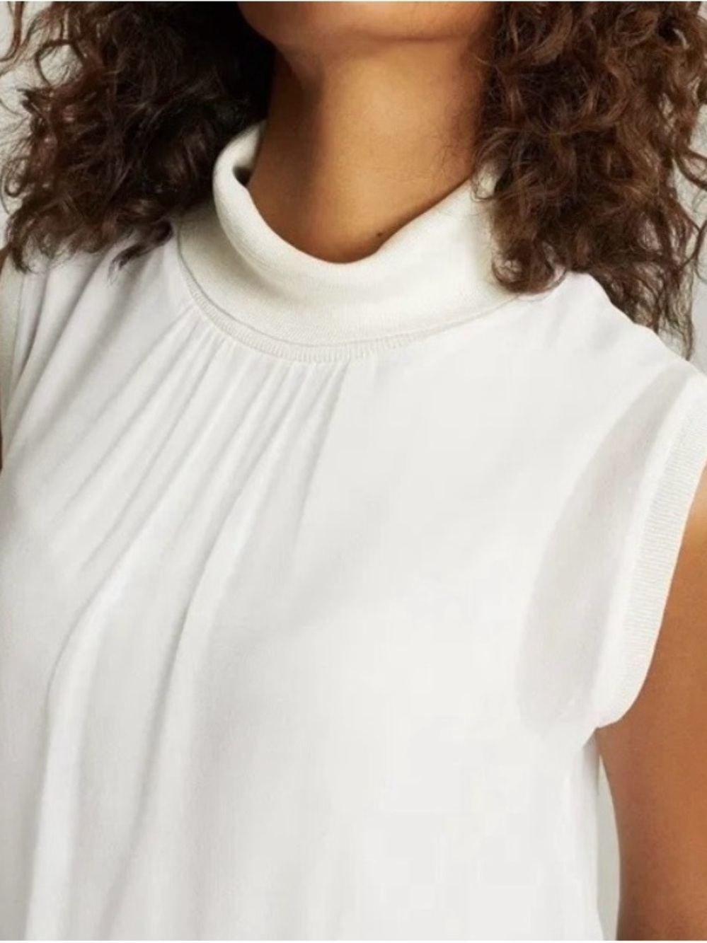 Reiss Sleeveless White Mock Neck Top
